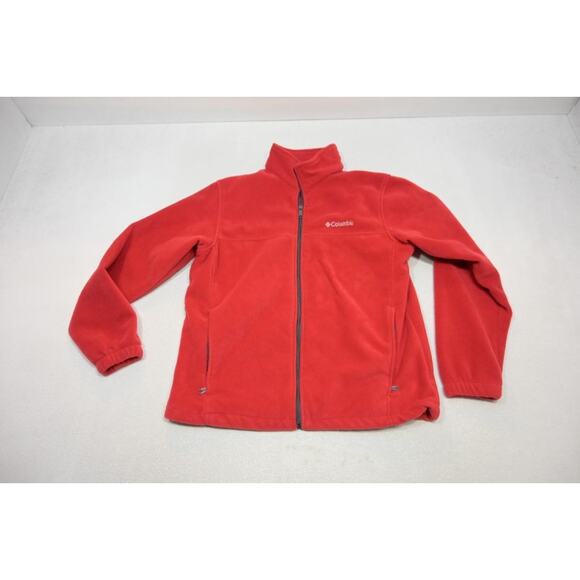 Columbia Fleece Full Zip Sweater Jacket Hiking Camp Red Mens Large - Picture 5 of 10